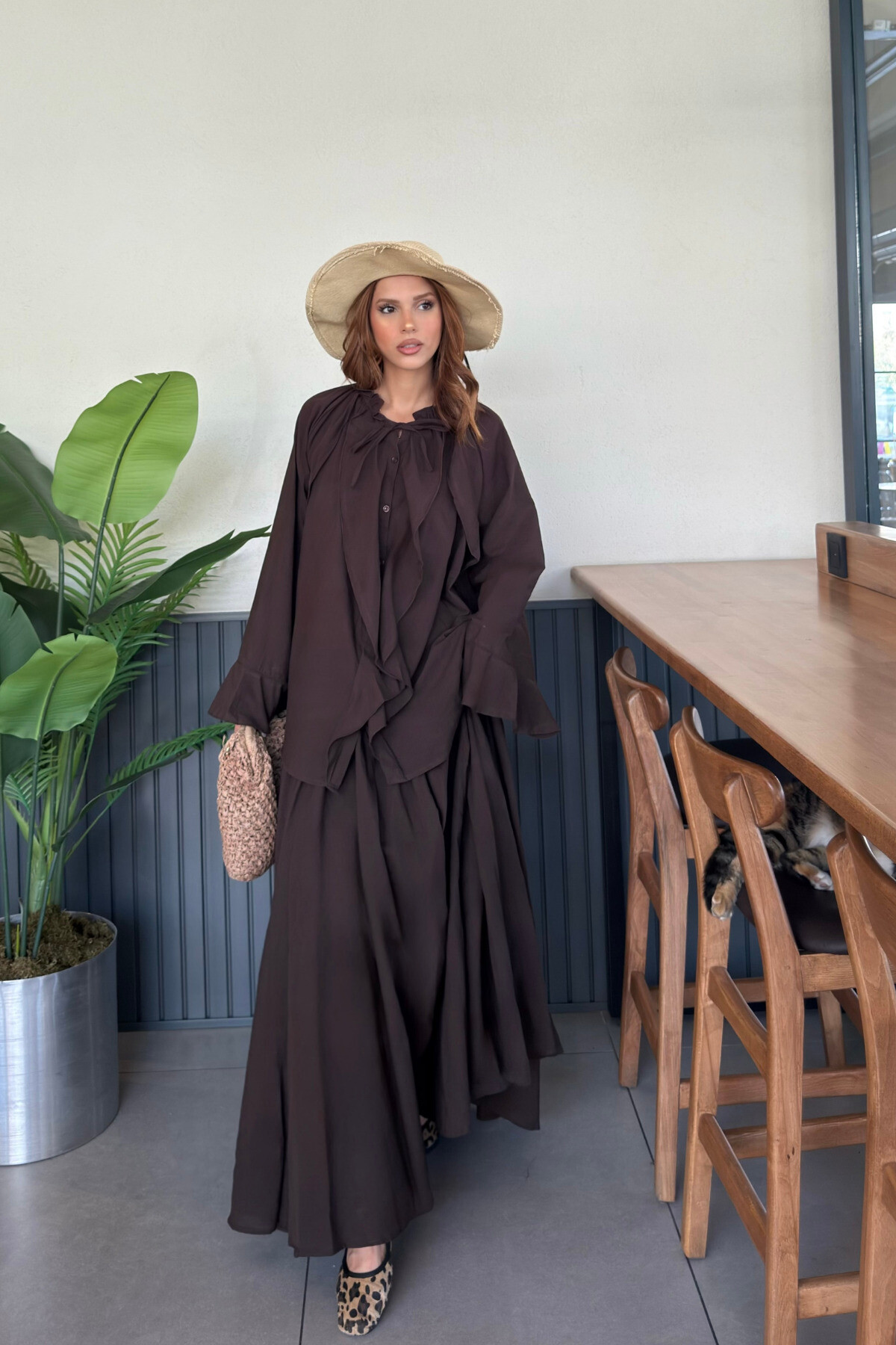 Kadın Fular Detaylı Bohem Şifon Elbise - Rahat ve Şık Günlük Kombin - ALHABB