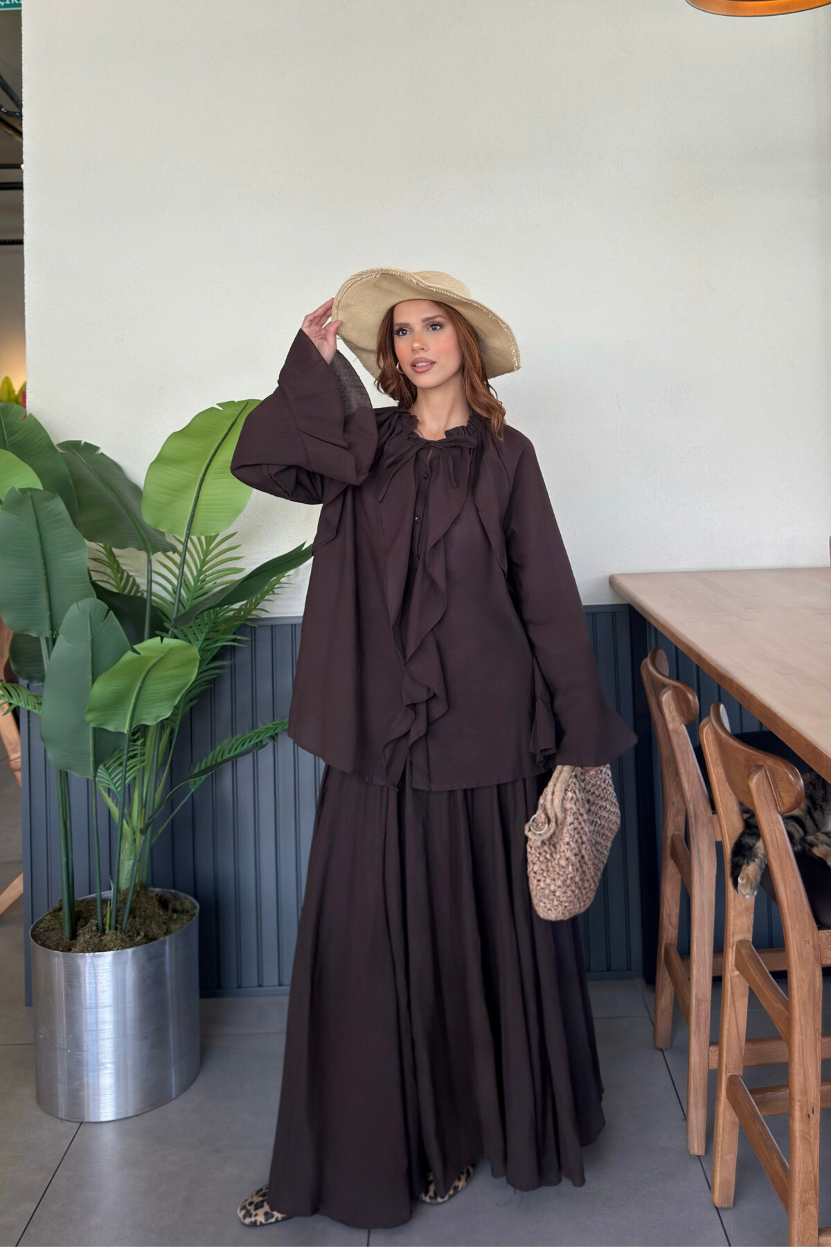 Kadın Fular Detaylı Bohem Şifon Elbise - Rahat ve Şık Günlük Kombin - 2