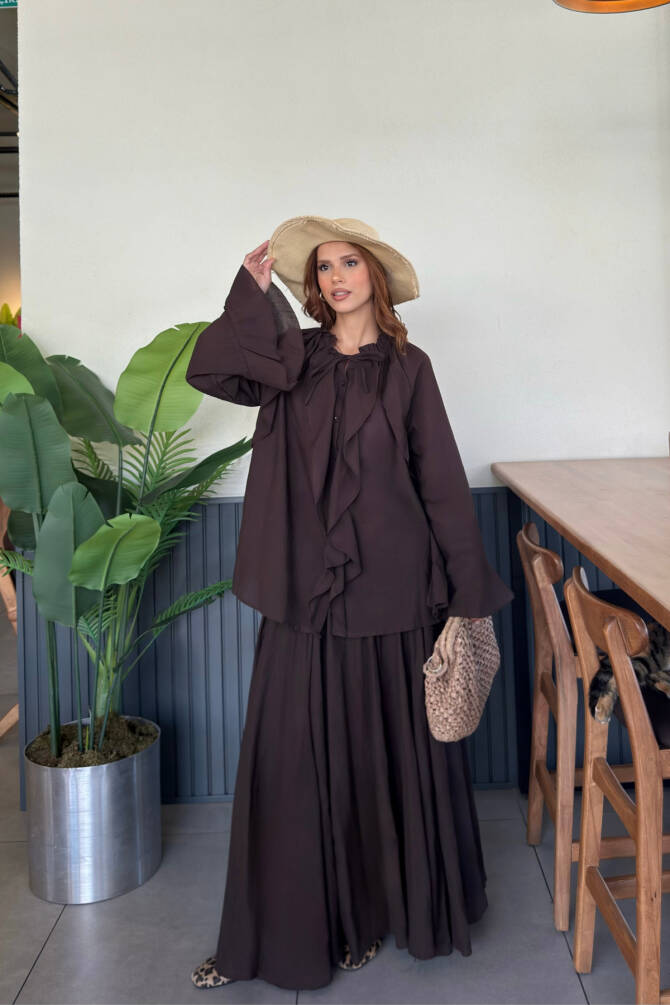 Kadın Fular Detaylı Bohem Şifon Elbise - Rahat ve Şık Günlük Kombin - 2