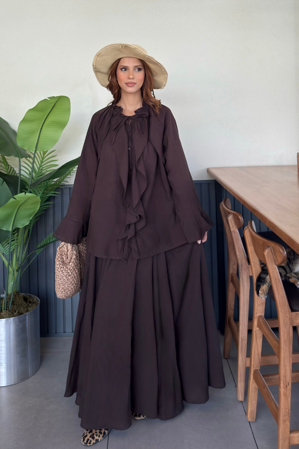 Kadın Fular Detaylı Bohem Şifon Elbise - Rahat ve Şık Günlük Kombin - 5