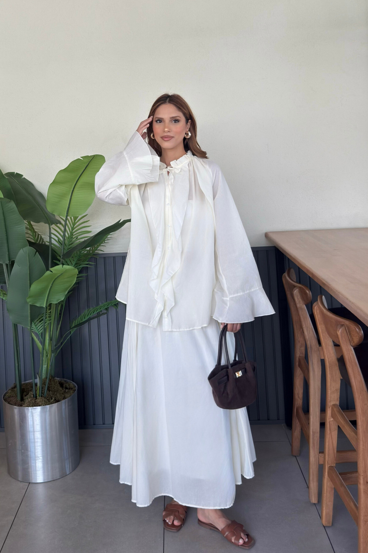 Kadın Fular Detaylı Bohem Şifon Elbise - Rahat ve Şık Günlük Kombin - 7