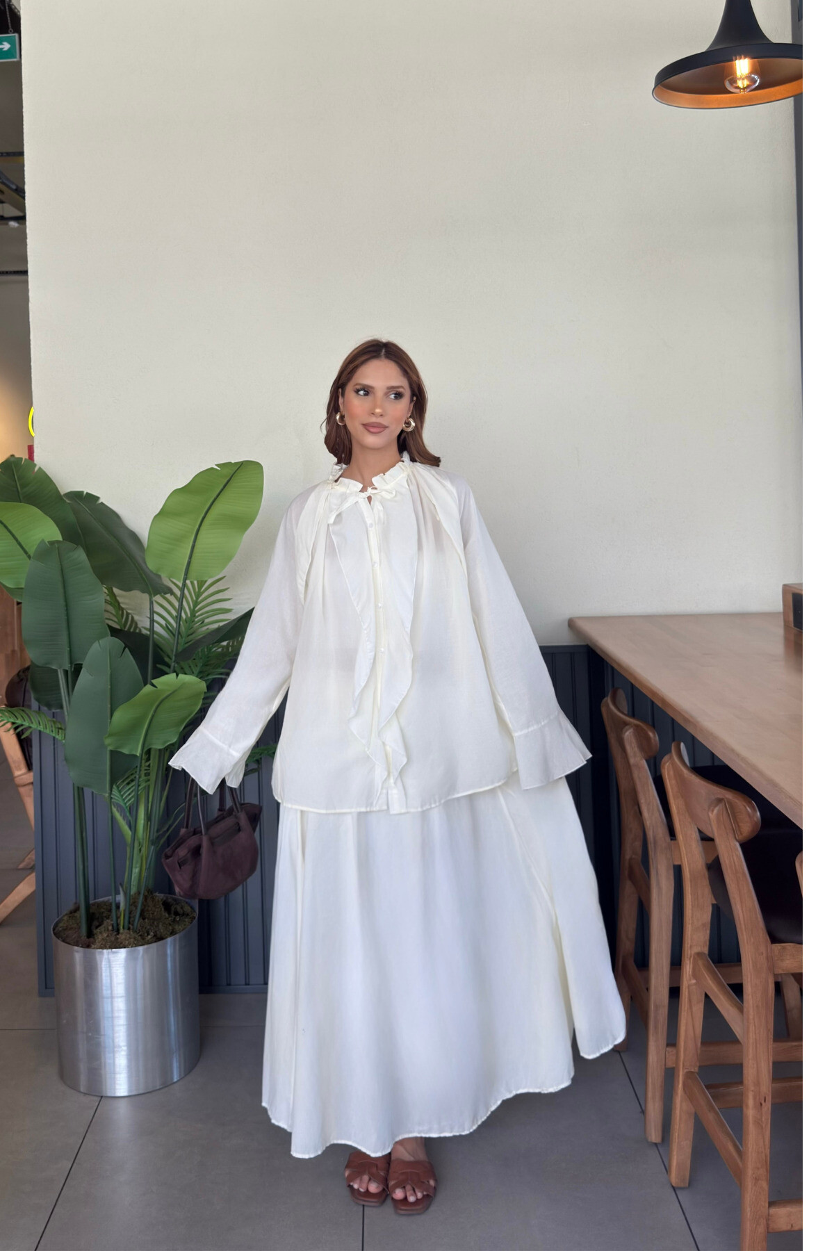 Kadın Fular Detaylı Bohem Şifon Elbise - Rahat ve Şık Günlük Kombin - 8