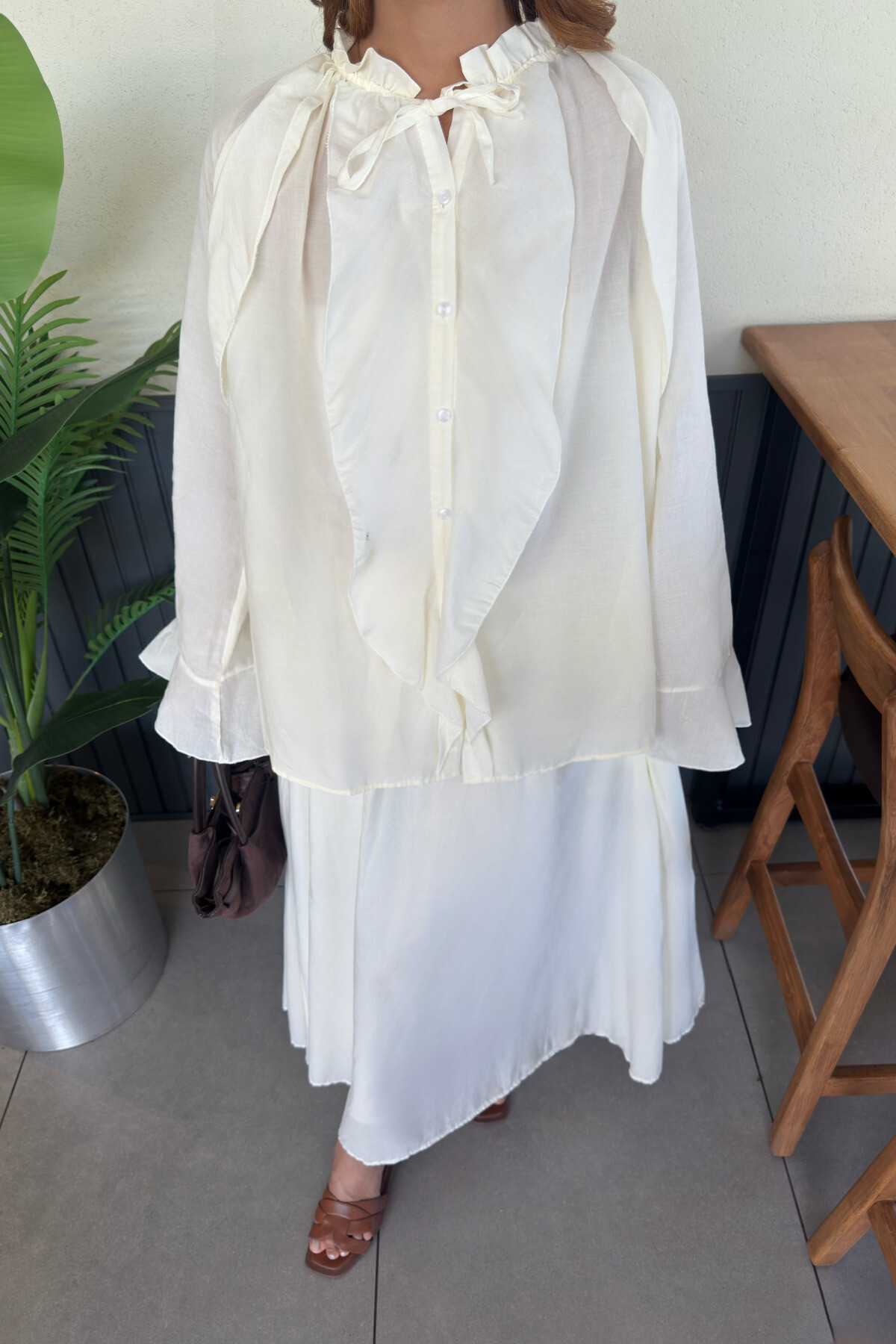 Kadın Fular Detaylı Bohem Şifon Elbise - Rahat ve Şık Günlük Kombin - 12