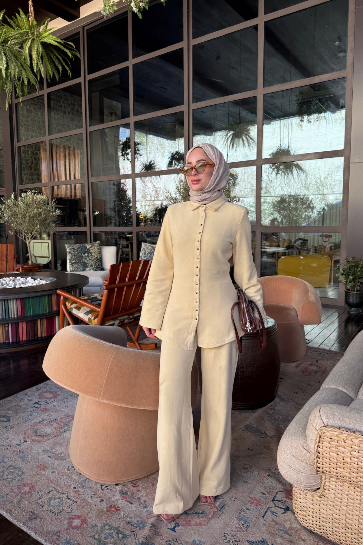 KADIN GOLD DÜĞME DETAYLI TUNİKLİ TAKIM - ALHABB