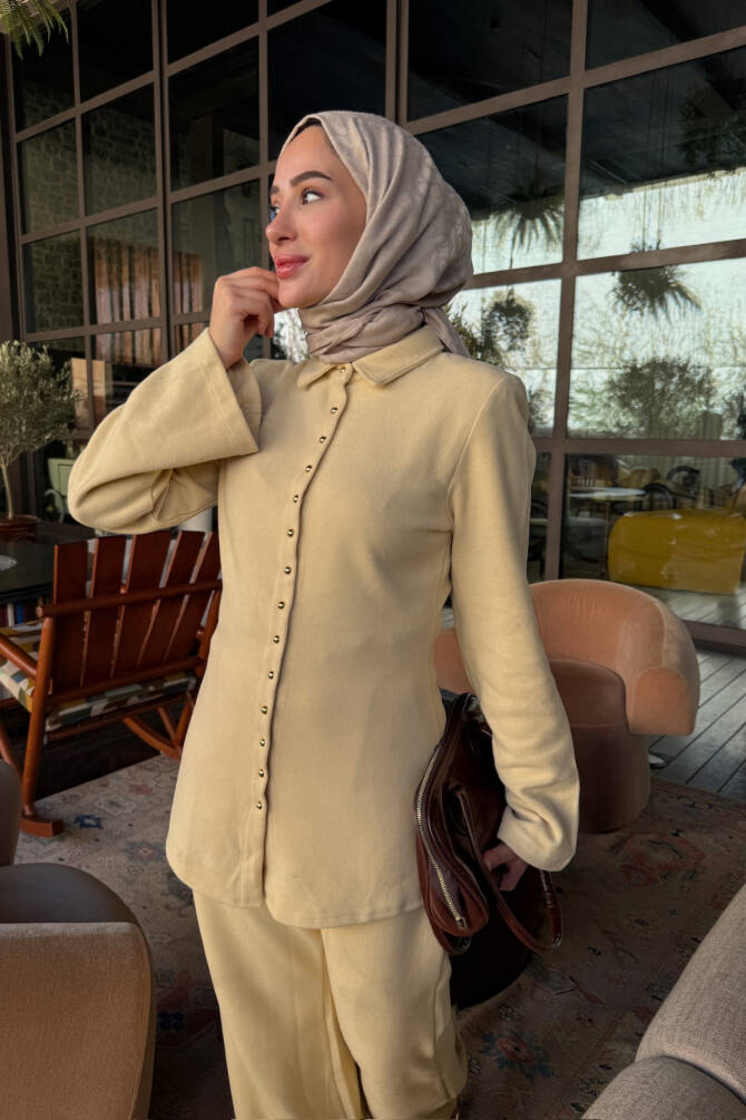 KADIN GOLD DÜĞME DETAYLI TUNİKLİ TAKIM - 2