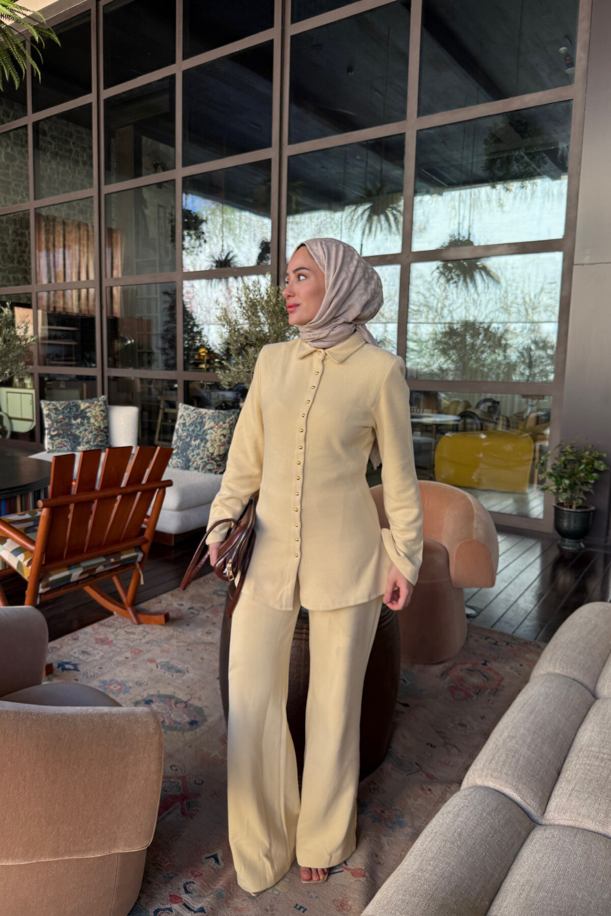 KADIN GOLD DÜĞME DETAYLI TUNİKLİ TAKIM - 3