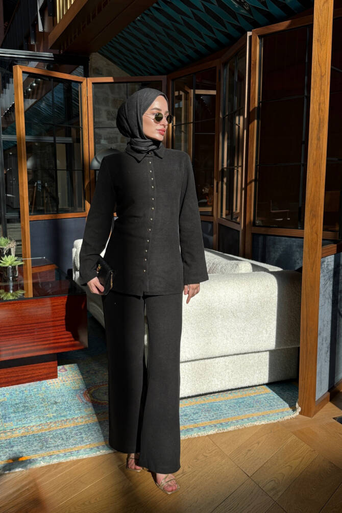 KADIN GOLD DÜĞME DETAYLI TUNİKLİ TAKIM - 9