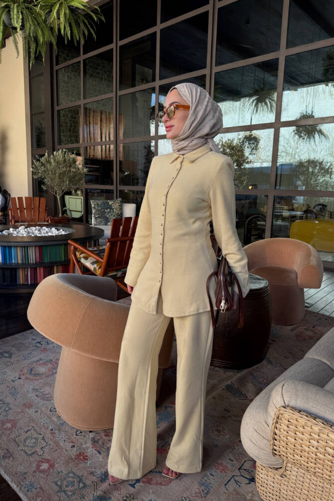 KADIN GOLD DÜĞME DETAYLI TUNİKLİ TAKIM - 6