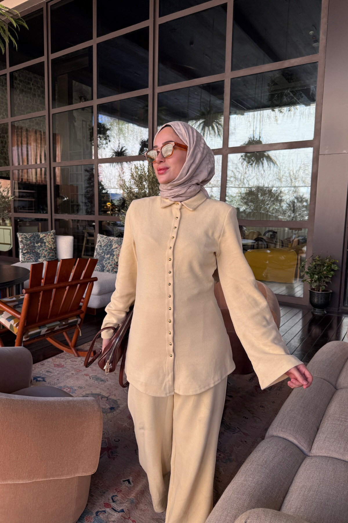 KADIN GOLD DÜĞME DETAYLI TUNİKLİ TAKIM - 5