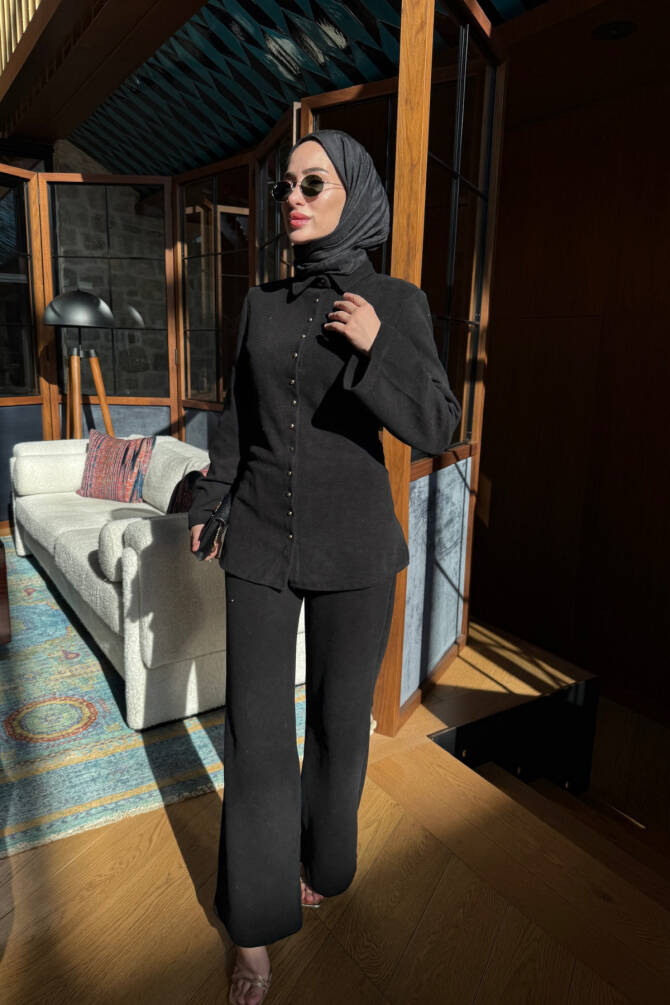 KADIN GOLD DÜĞME DETAYLI TUNİKLİ TAKIM - 11