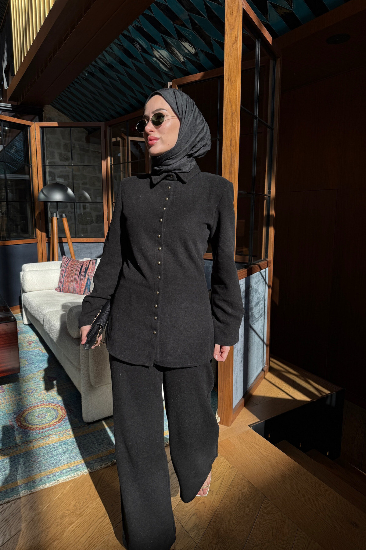 KADIN GOLD DÜĞME DETAYLI TUNİKLİ TAKIM - 12