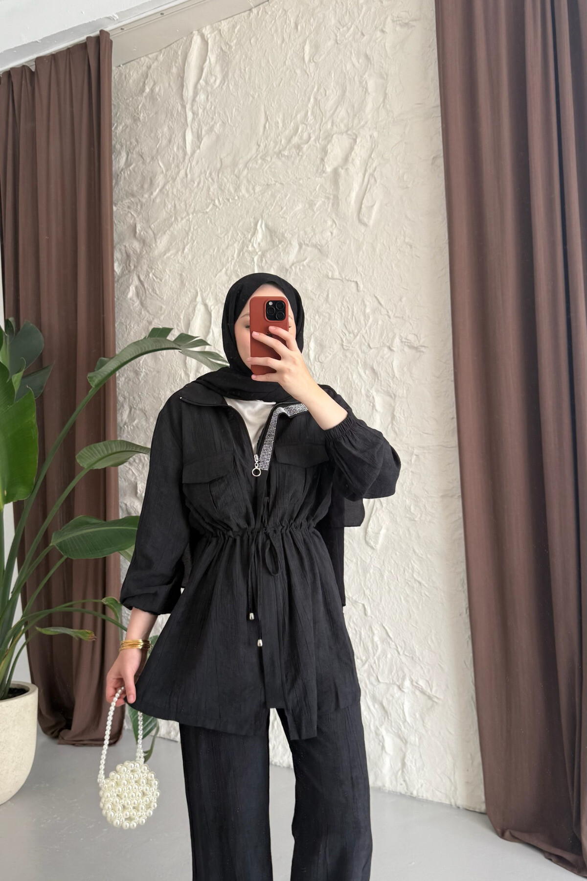 Kadın Kuşaklı İkili Takım - Yazlık Rahat Dokuma Kumaş - ALHABB