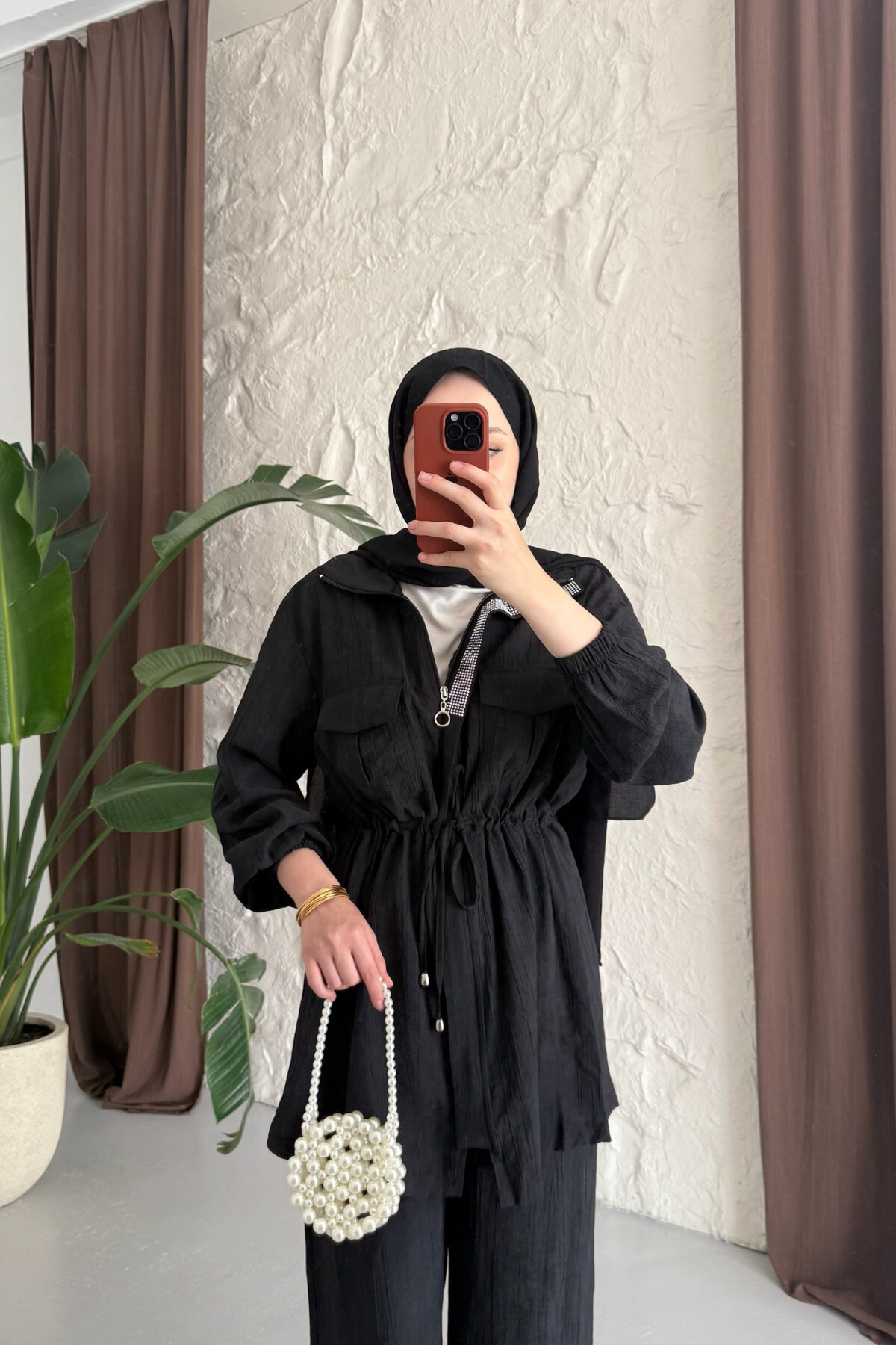 Kadın Kuşaklı İkili Takım - Yazlık Rahat Dokuma Kumaş - 4