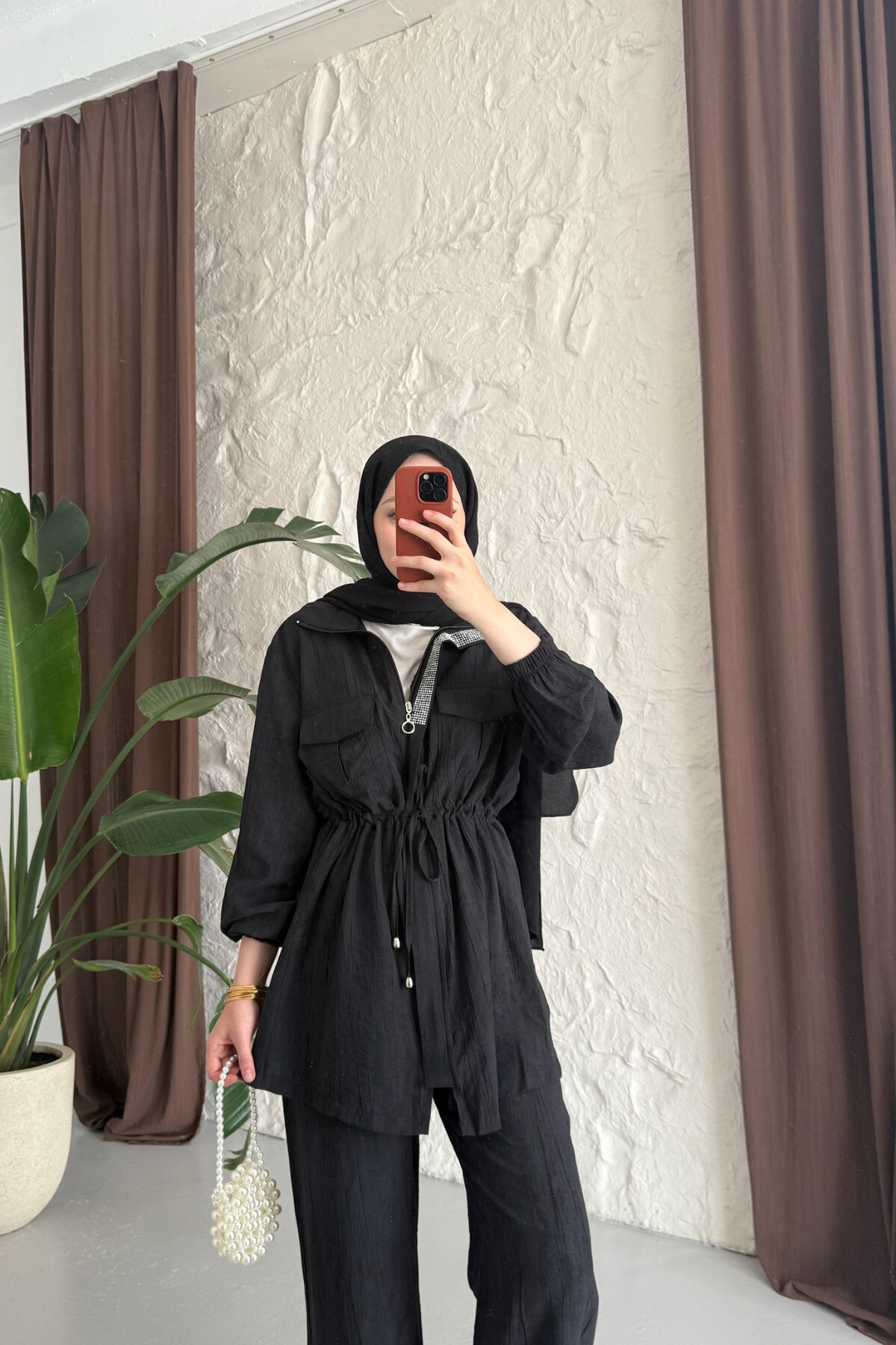 Kadın Kuşaklı İkili Takım - Yazlık Rahat Dokuma Kumaş - 5