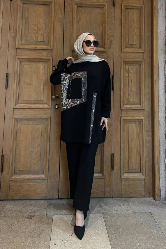Kadın Leopar Detaylı İkili Takım - 1