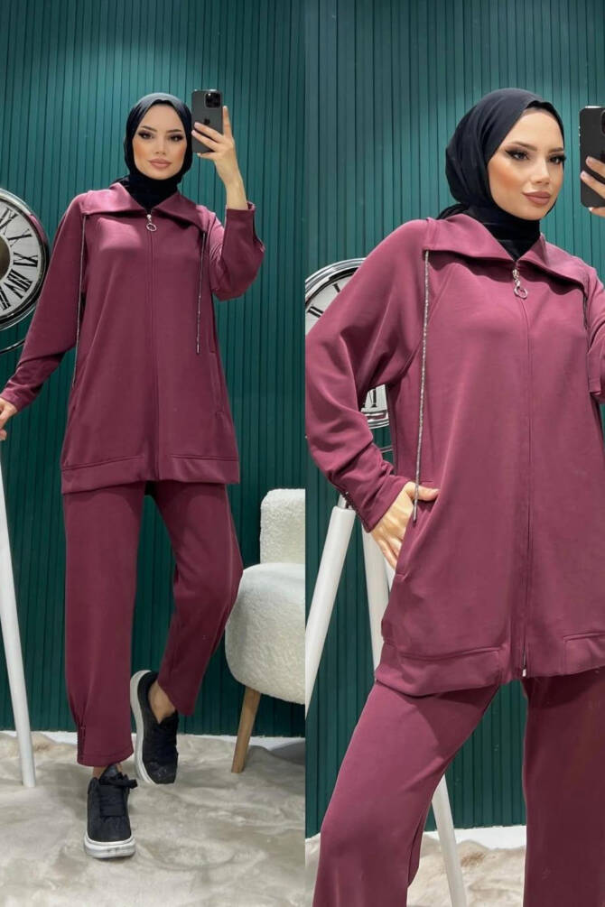 Kadın Oversize Fermuarlı İkili Takım - 1