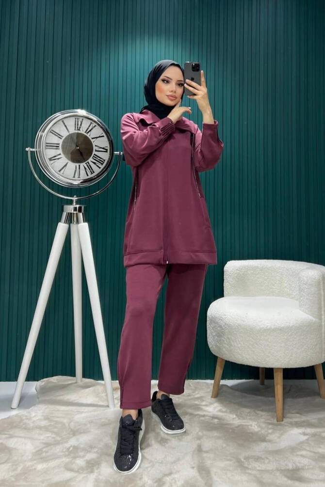 Kadın Oversize Fermuarlı İkili Takım - 4