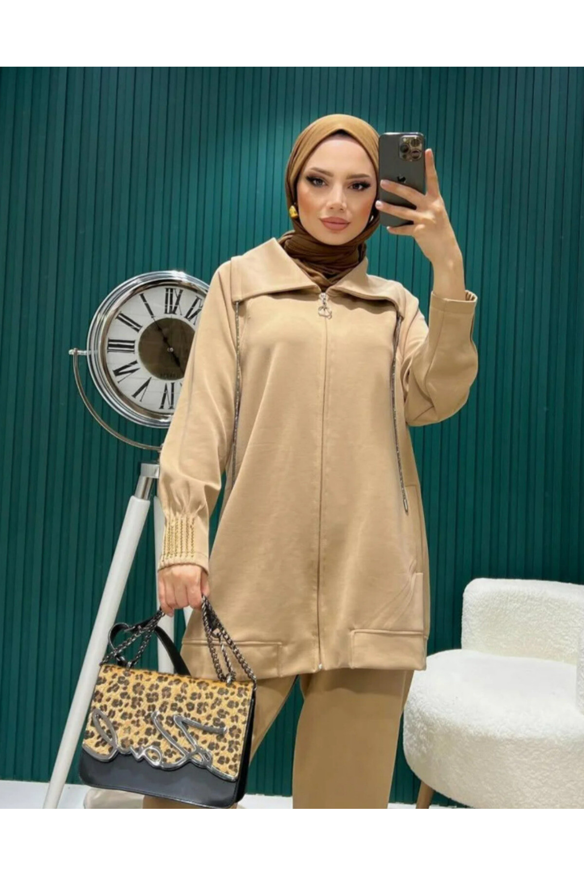 Kadın Oversize Fermuarlı İkili Takım - 3