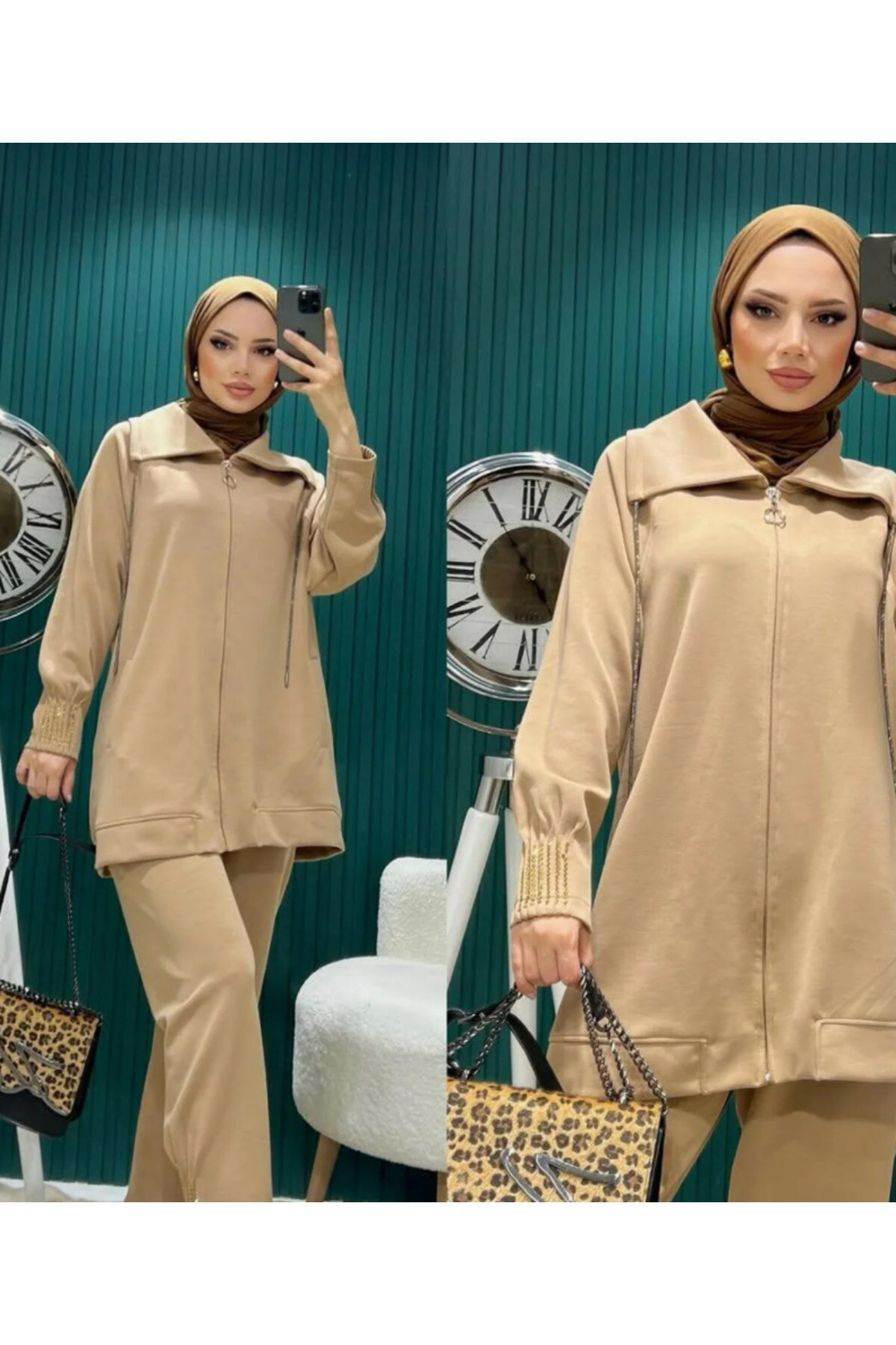 Kadın Oversize Fermuarlı İkili Takım - 5