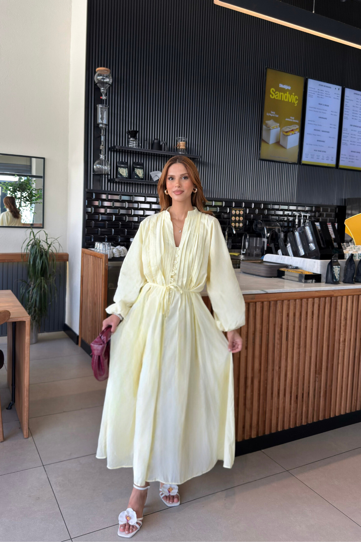 Lina Pliseli Yazlık Elbise - Doğal ve Zarif Yaz Stili - 2