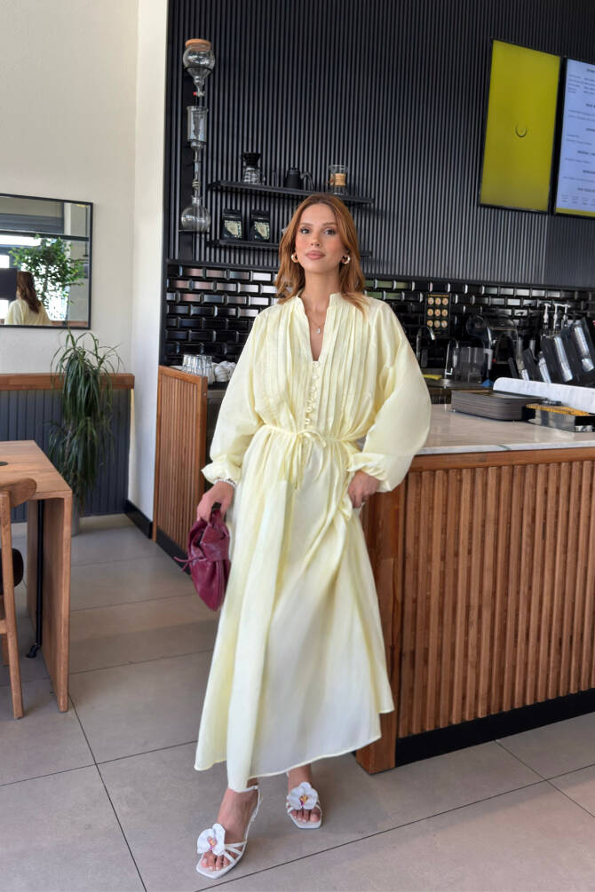 Lina Pliseli Yazlık Elbise - Doğal ve Zarif Yaz Stili - 4