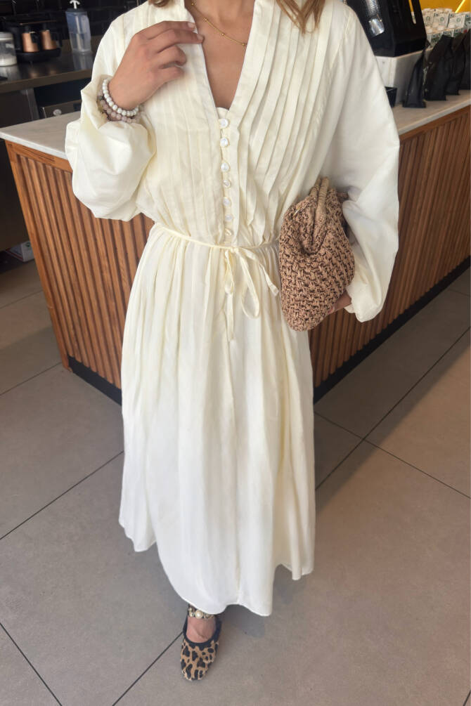 Lina Pliseli Yazlık Elbise - Doğal ve Zarif Yaz Stili - 6