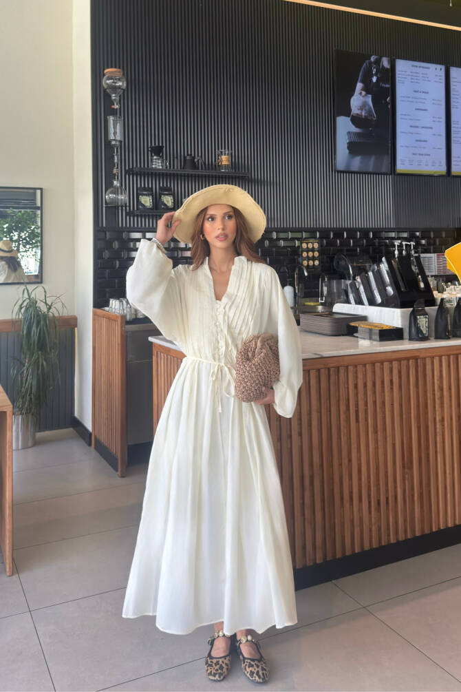 Lina Pliseli Yazlık Elbise - Doğal ve Zarif Yaz Stili - 10