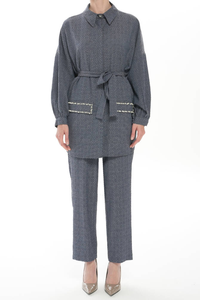 Lüks Detaylı Tesettür Takım – İncili Cep Detaylı, Kuşaklı, Şık ve Rahat - 1