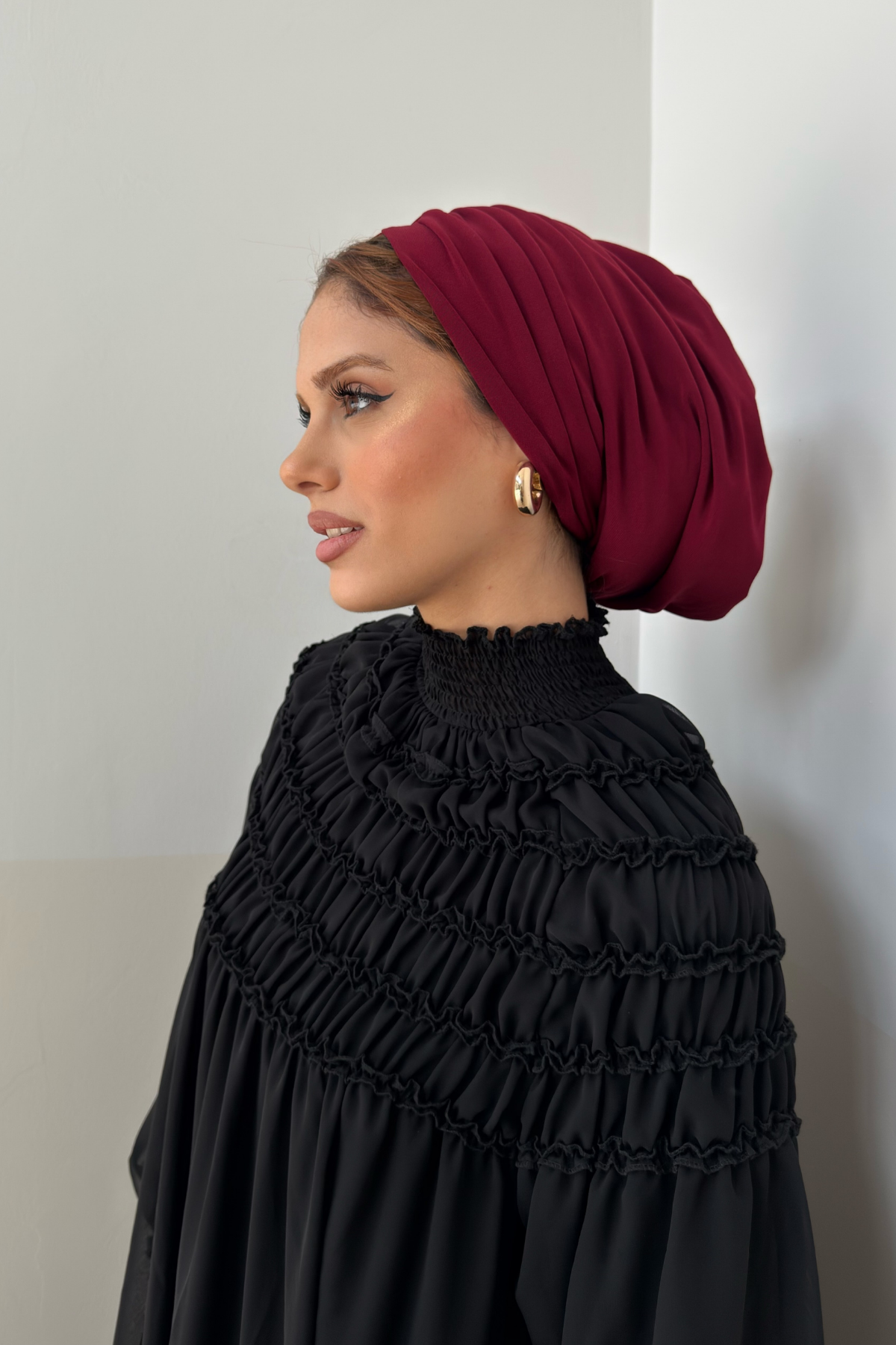 Bordo Pratik ve Şık Hazır Bone - 6