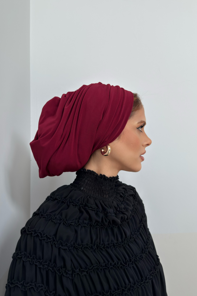 Bordo Pratik ve Şık Hazır Bone - 10