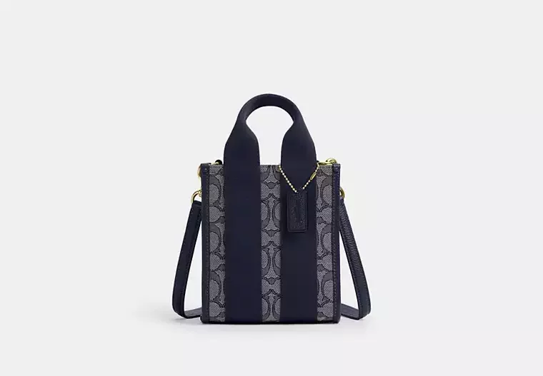 Smith Mini Tote Çanta, İmza Jakarlı Kumaş - 2