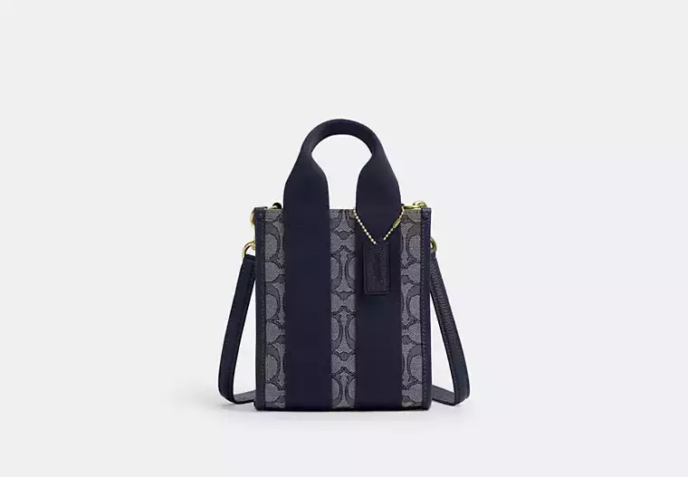 Smith Mini Tote Çanta, İmza Jakarlı Kumaş - 2