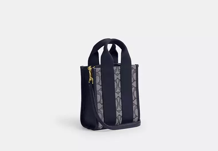Smith Mini Tote Çanta, İmza Jakarlı Kumaş - 3