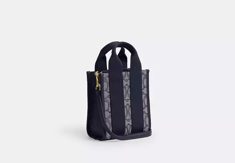 Smith Mini Tote Çanta, İmza Jakarlı Kumaş - 3