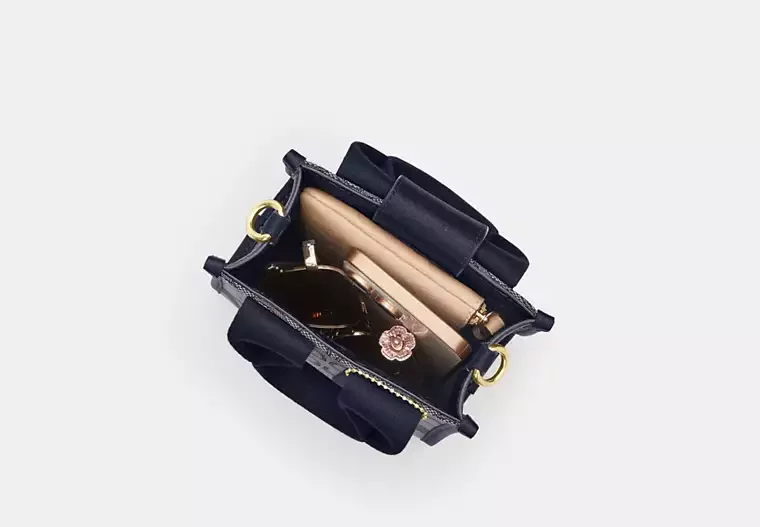 Smith Mini Tote Çanta, İmza Jakarlı Kumaş - 4