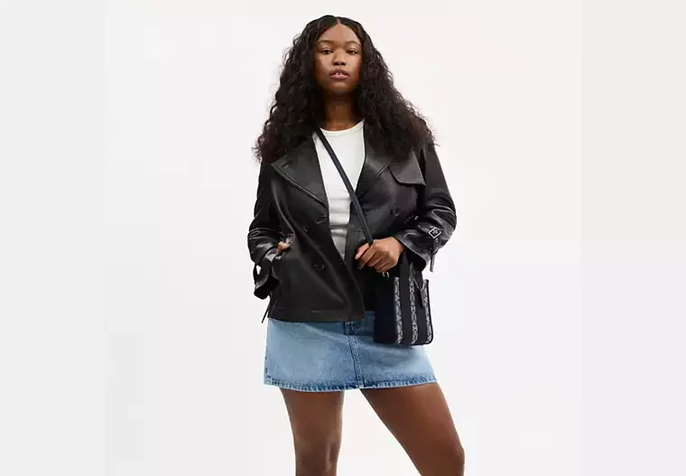 Smith Mini Tote Çanta, İmza Jakarlı Kumaş - 8