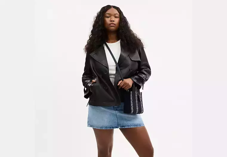 Smith Mini Tote Çanta, İmza Jakarlı Kumaş - 8