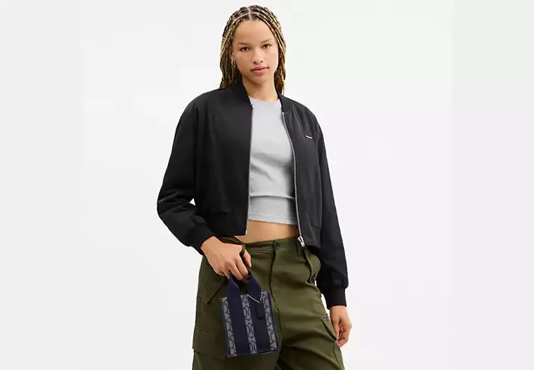 Smith Mini Tote Çanta, İmza Jakarlı Kumaş - 9