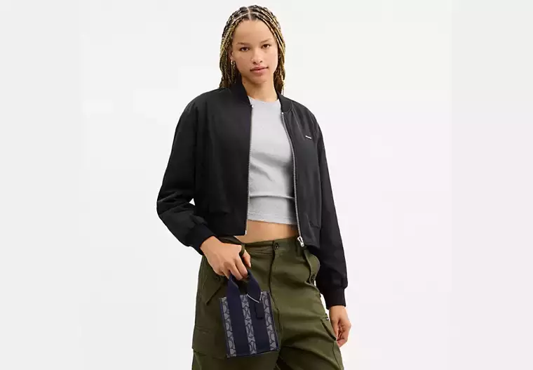 Smith Mini Tote Çanta, İmza Jakarlı Kumaş - 9