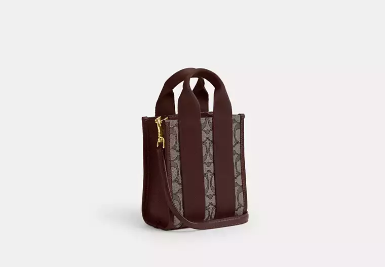 Smith Mini Tote Çanta, İmza Jakarlı Kumaş - 13