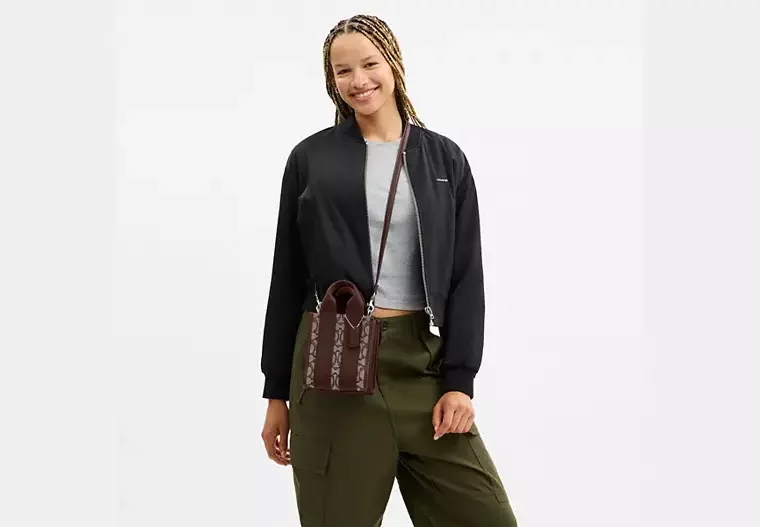 Smith Mini Tote Çanta, İmza Jakarlı Kumaş - 17