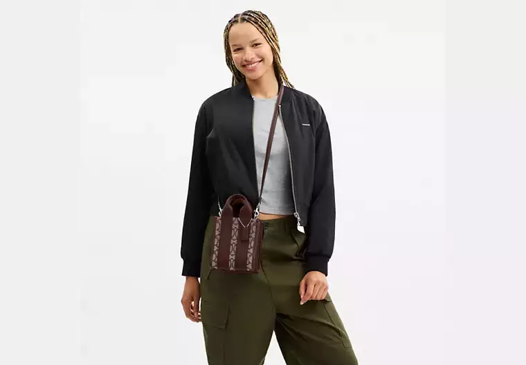 Smith Mini Tote Çanta, İmza Jakarlı Kumaş - 17