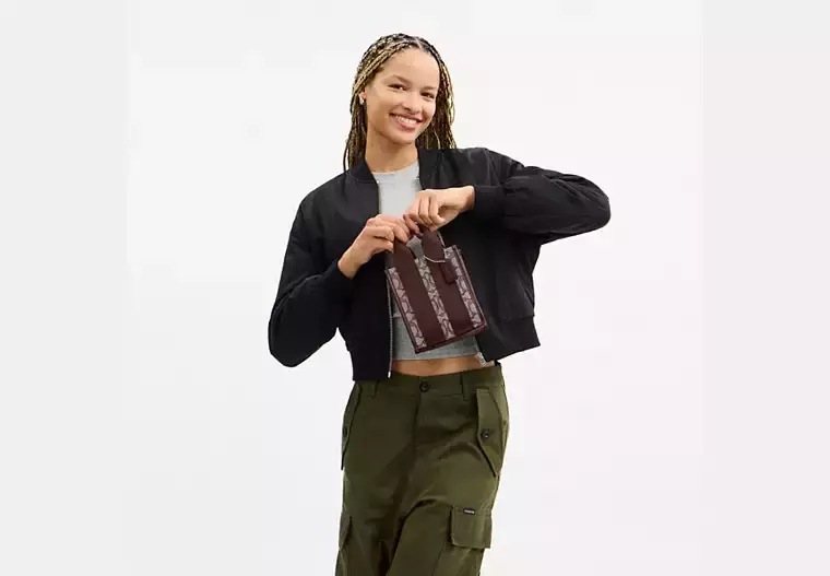 Smith Mini Tote Çanta, İmza Jakarlı Kumaş - 19