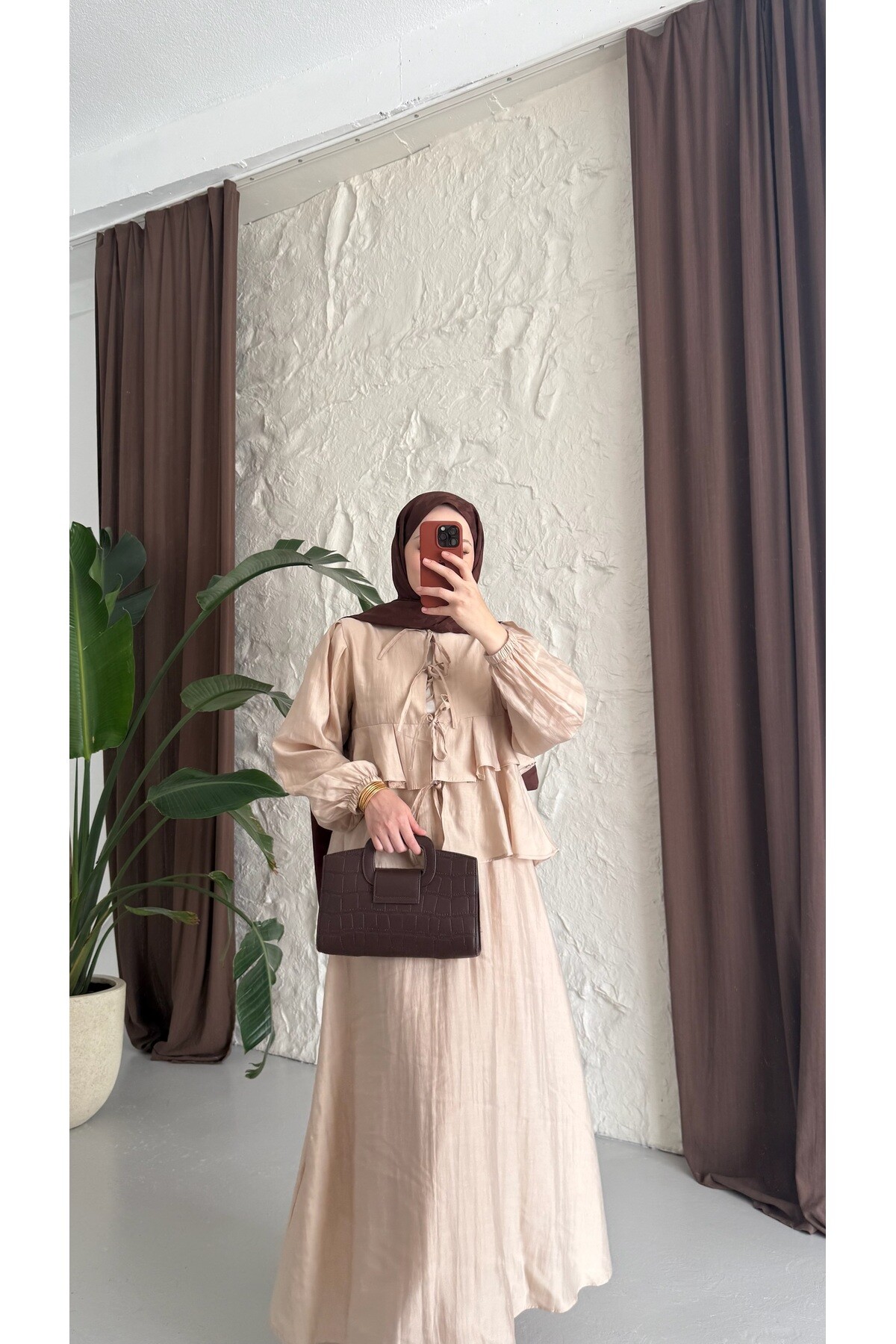 Yazlık Tesettür Kombin | Fırfır Detaylı Etekli İkili Takım - 4